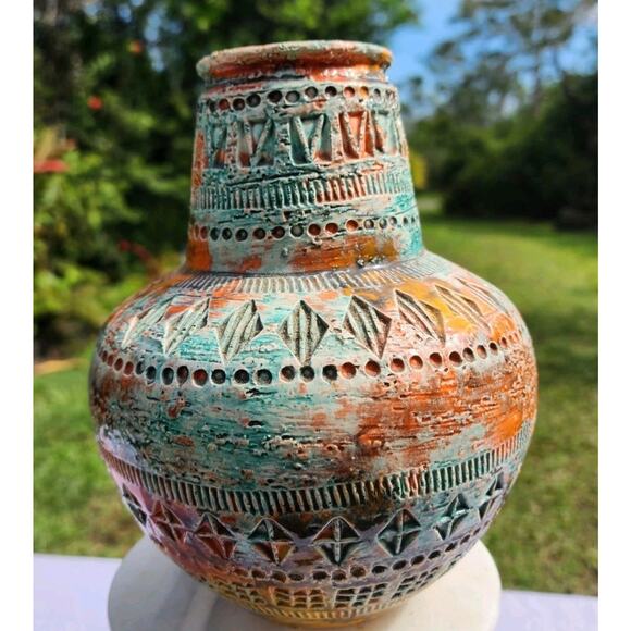 Aldo Londi Italian MCM Art Pottery Vase Rosenthal Bitossi Design SUNSET - Picture 7 of 11